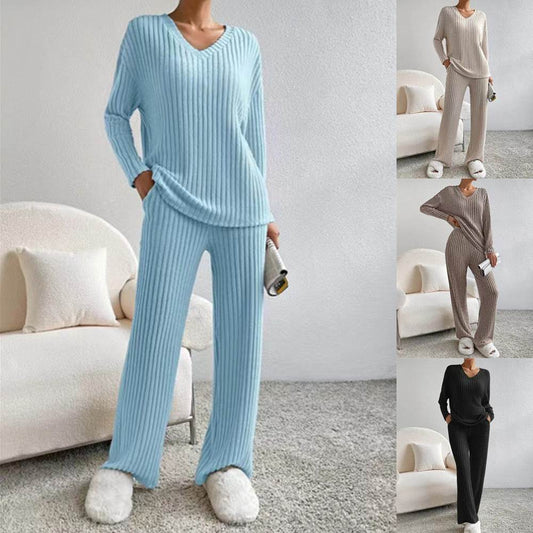 Buycenter Fashion V-Neck Knitting Jumpsuit - Loose Fit, Casual Style - Buy Center