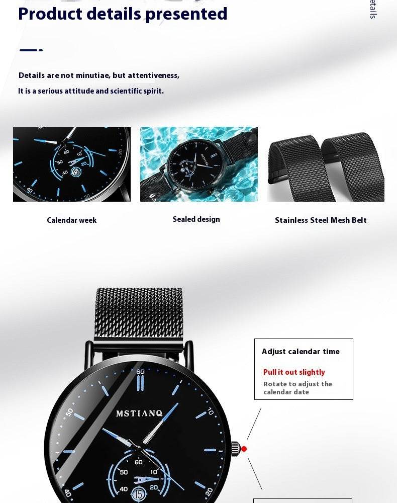 Trade Watch Stylish Black Technology Belt - Refined Steel Design, Trendy Look - Buy Center
