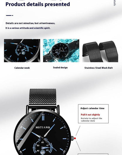 Trade Watch Stylish Black Technology Belt - Refined Steel Design, Trendy Look - Buy Center