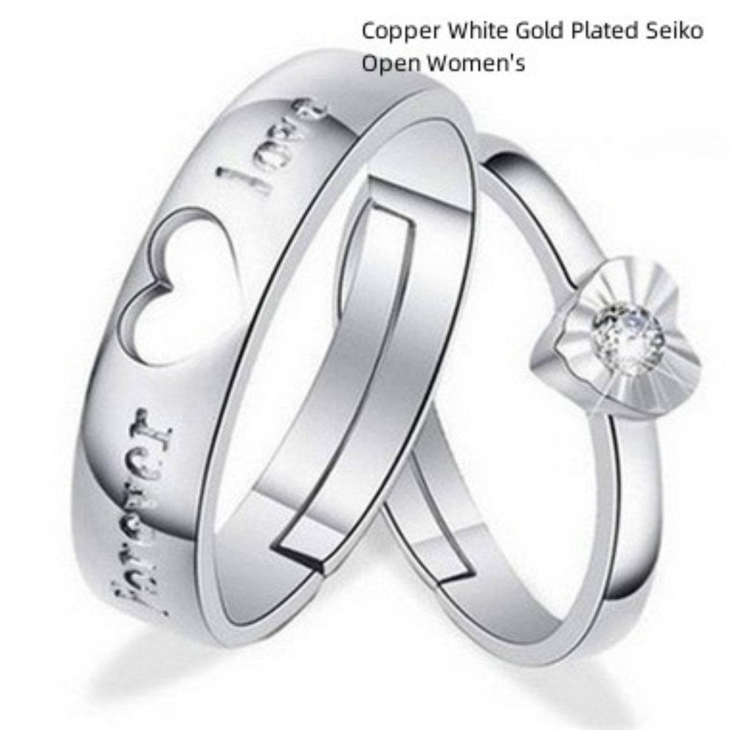 S925 Silver Couple Ring - Heart Shape Design for Him & Her Love - Buy Center
