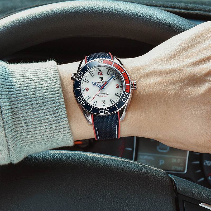 Stylish Men's Mechanical Watch - Rotatable Bezel & Luminous Hands - Buy Center