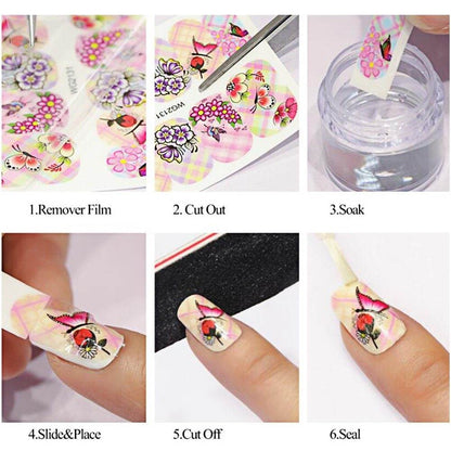 Butterfly Flower Nail Art Stickers - DIY Water Transfer Decals for Manicures - Buy Center