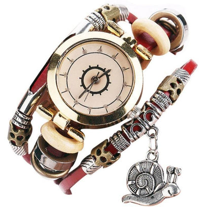 Women's Vintage Coiling Leather Bracelet Watch - Mori Style Elegant Design - Buy Center