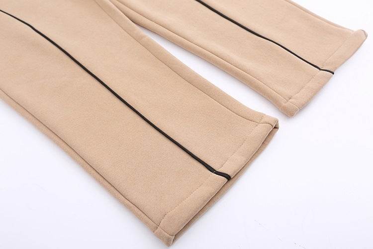 Fall-Winter Velvet Knit Sweater & Straight Slacks - Cozy Sports Style - Buy Center