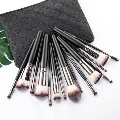 15 Makeup Brushes Set - Matte Black Tools for Flawless Application - Buy Center