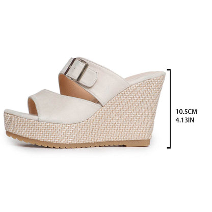 Buycenter Women's Plus Size Wedge Slippers - Thick Bottom, Casual Style - Buy Center