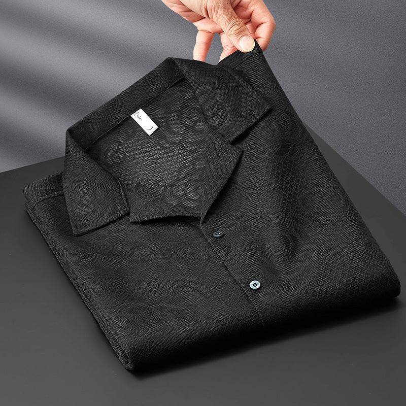 Buycenter Men's Short Sleeve Knitted Shirt - Solid Color, Slim Fit - Buy Center