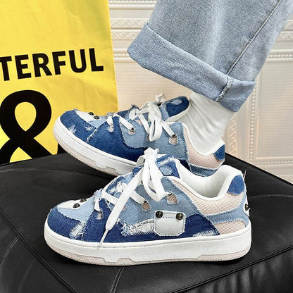Denim Canvas Cold Glue Shoes - Breathable Low Top Casual Footwear - Buy Center