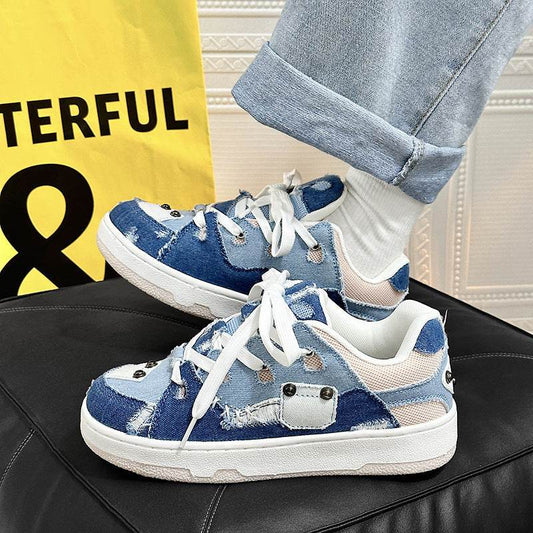 Denim Canvas Cold Glue Shoes - Breathable Low Top Casual Footwear - Buy Center