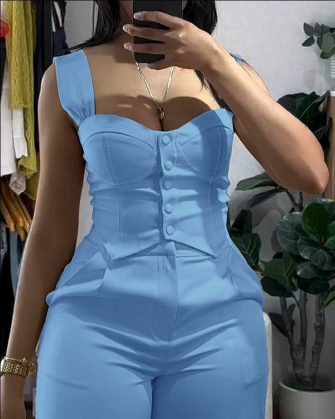 Buycenter Apricot High Waist Vest & Wide Leg Trousers - Urban Chic Suit - Buy Center