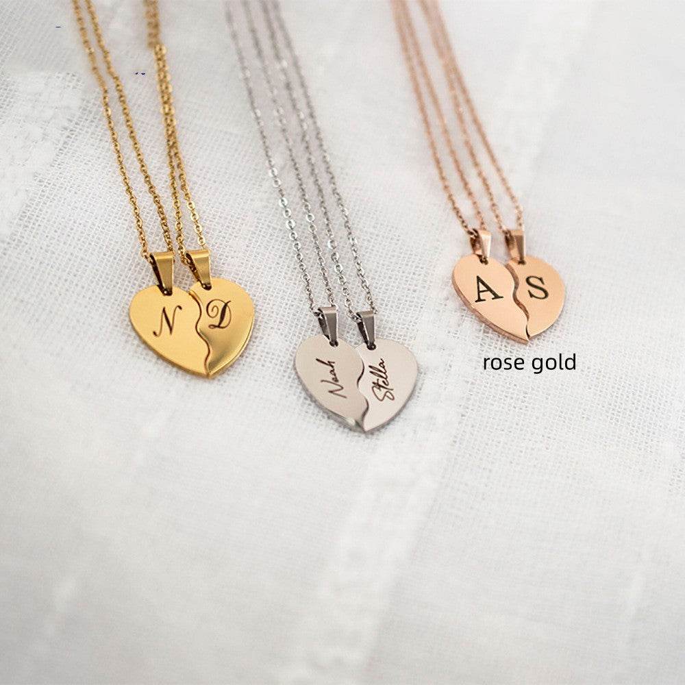 Personalized Stainless Steel Heart Necklace - Gold/Rose Gold Elegance - Buy Center