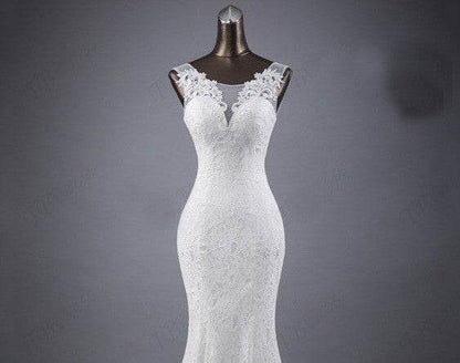 Elegant Lace Slim Double Shoulder Wedding Dress - Fishtail Design 2025 - Buy Center