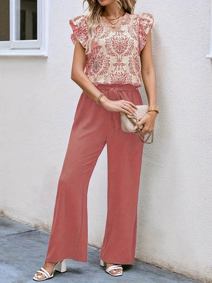 Women's Elegant V-Neck Blouse - Chic Ruffle Sleeve Top for Spring - Buy Center