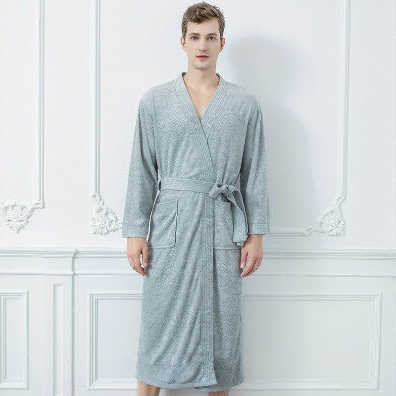 Japanese & Korean Men's Bathrobe - Stylish Towel Cloth for All Seasons - Buy Center