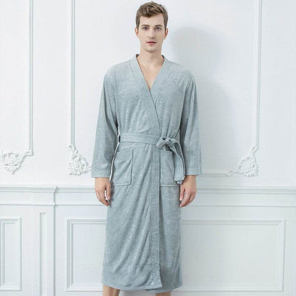 Japanese & Korean Men's Bathrobe - Stylish Towel Cloth for All Seasons - Buy Center
