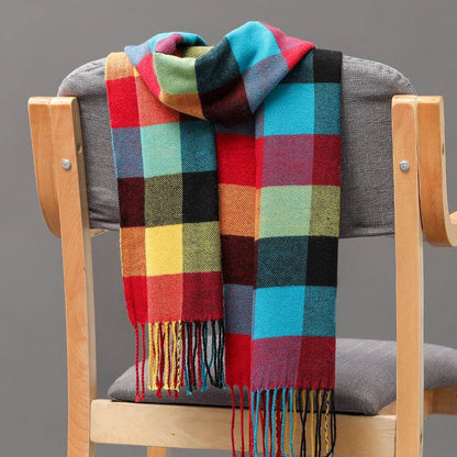 British Plaid Cashmere Scarf - Stylish Tassels, Perfect for Couples & Families - Buy Center
