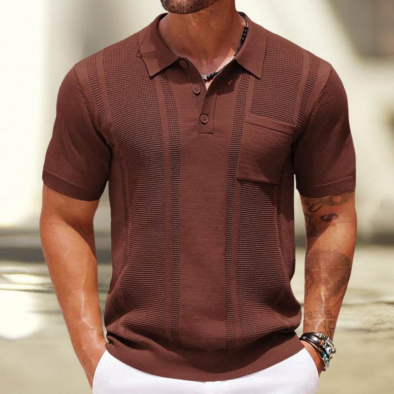 Buycenter Men's Summer Polo Shirt - Short Sleeve Solid Color Sweater - Buy Center