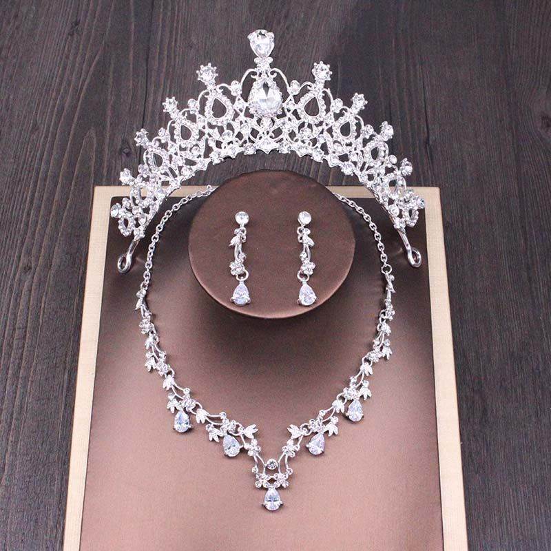 Elegant Bridal Rhinestone Crown Necklace Set - Perfect Wedding Jewelry 2025 - Buy Center