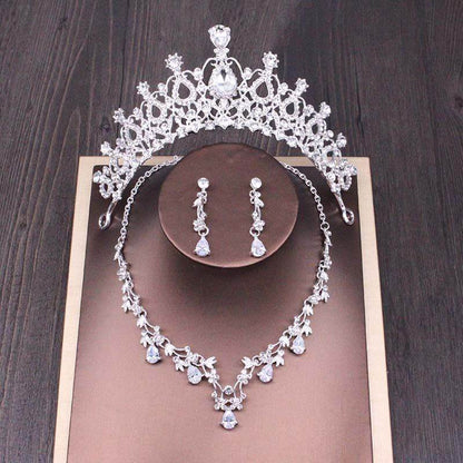 Elegant Bridal Rhinestone Crown Necklace Set - Perfect Wedding Jewelry 2025 - Buy Center