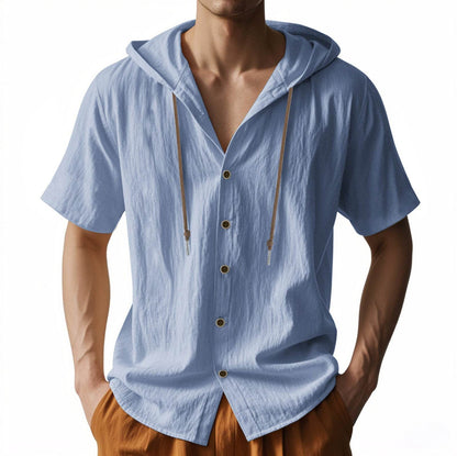 Buycenter Men's Loose Hooded Shirt - Casual Linen Top for Everyday Style - Buy Center