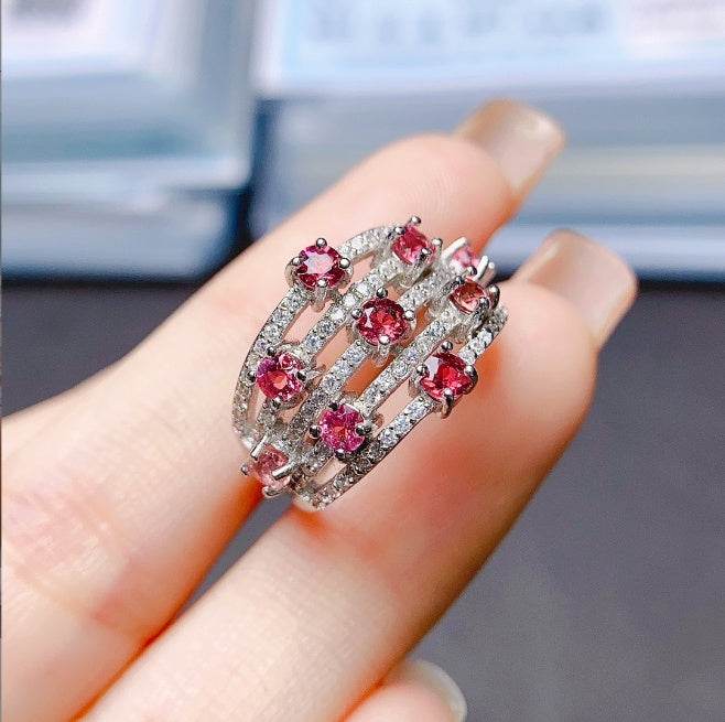 Buycenter 925 Silver Garnet Ring - Elegant Korean Style Jewelry for Women - Buy Center