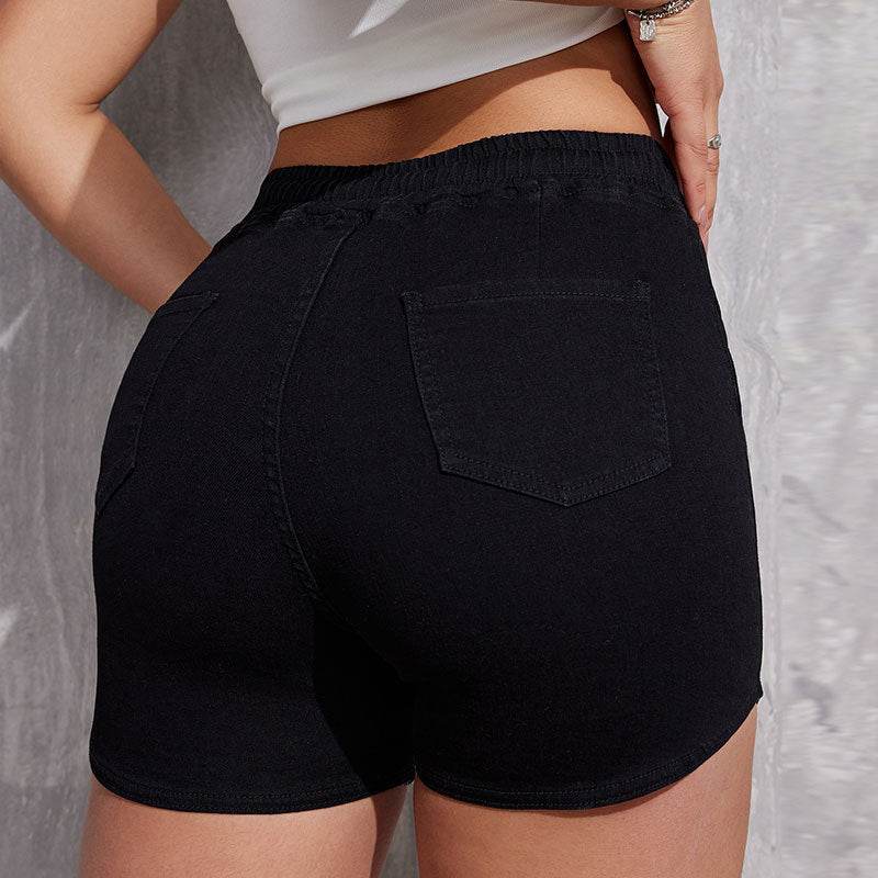 Buycenter Plus Size A-Line Denim Shorts for Women - Mid Waist, High Elasticity - Buy Center