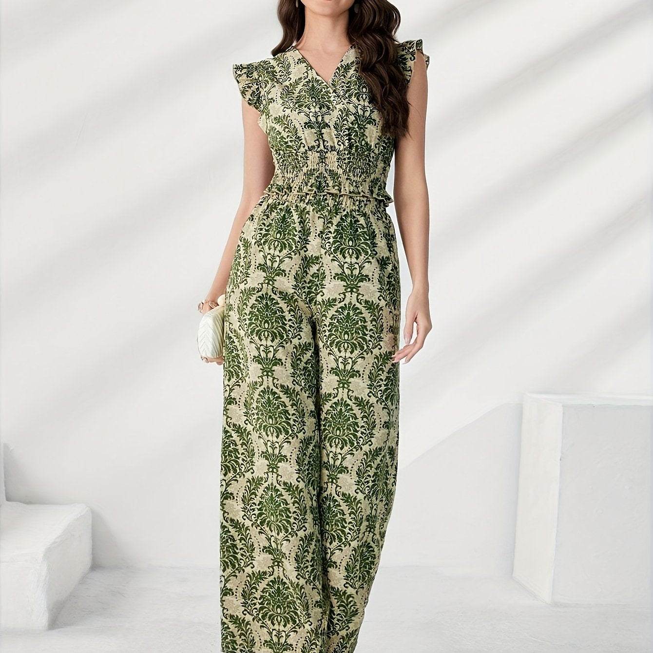 Women's Printed Sleeveless Top & Loose Pants Set - Elegant Spring Style - Buy Center