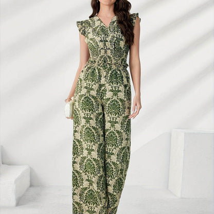 Women's Printed Sleeveless Top & Loose Pants Set - Elegant Spring Style - Buy Center