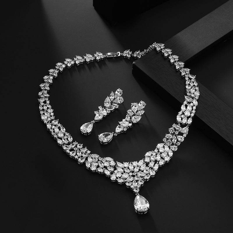 Buycenter Bridal Zircon Necklace & Earrings Set - Love Heart Design - Buy Center