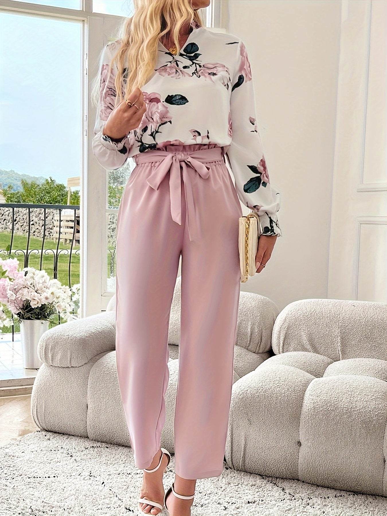 Elegant Women's Floral Pants Suit - Spring Set by Oriented Development - Buy Center