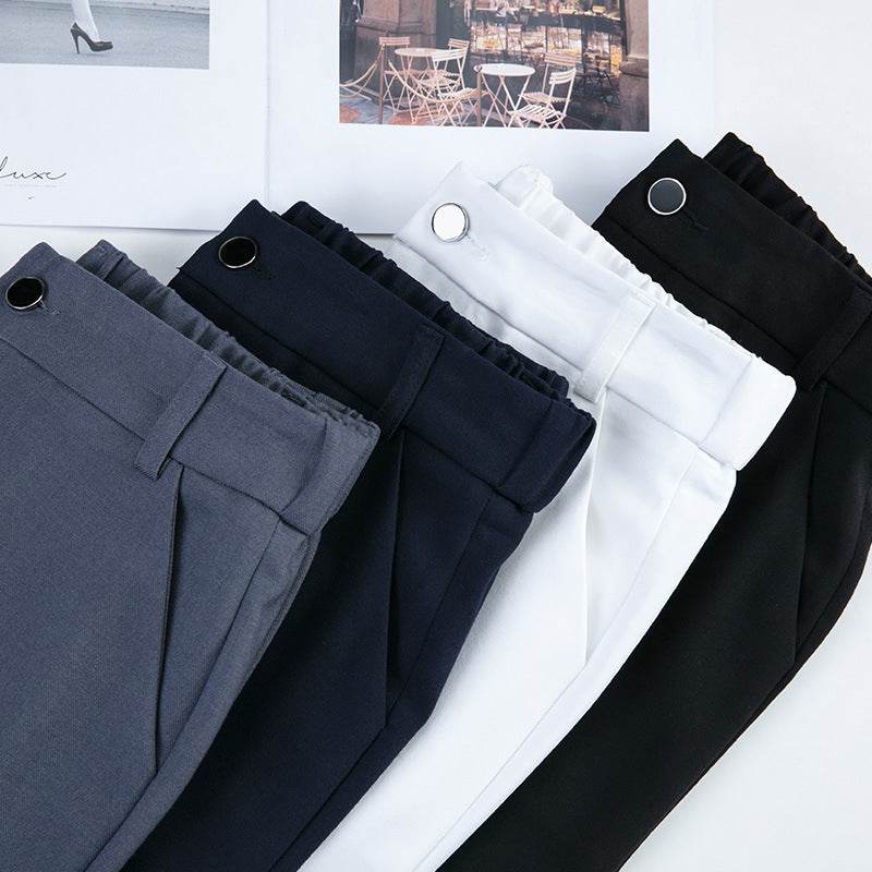 Buycenter Women's High-Waist Casual Suit Trousers - Fashionable Straight-Leg Fit - Buy Center