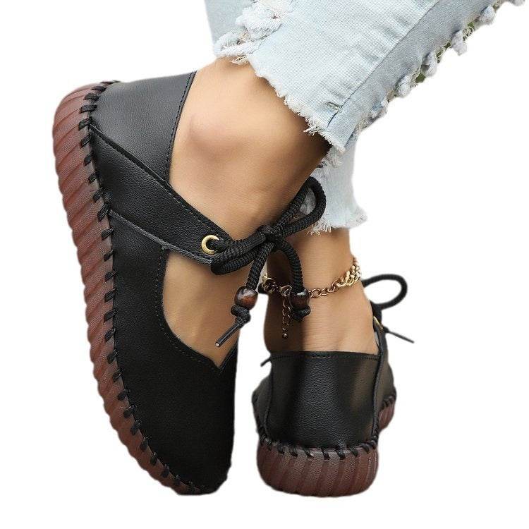 British Retro Round Head Casual Pumps - Lightweight Flats for Stylish Women - Buy Center