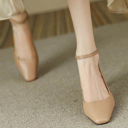 Square Toe Chunky Heel Pumps - Stylish Soft Leather for Summer 2025 - Buy Center