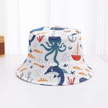 Cute Children's Printed Sunscreen Hat - Stylish Cotton Fedora for UV Protection - Buy Center