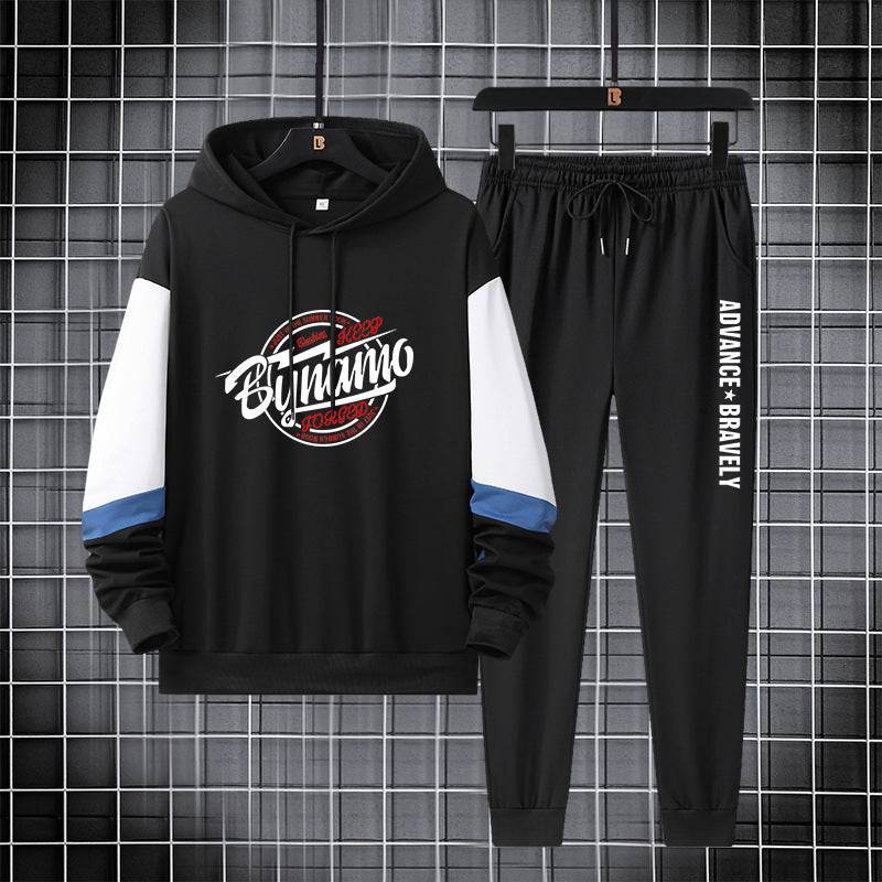 Men's Paneled Hooded Cotton Pajama Set - Cozy Sweatshirt & Trousers - Buy Center