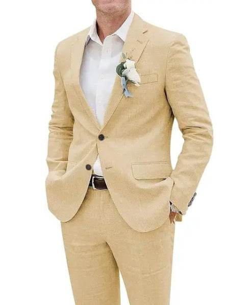 Buycenter Casual Men's Linen Suit - Fashion Slim Fit for All Occasions - Buy Center