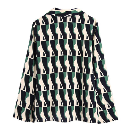 Stylish Men's Geometric Print Pants Suit - Comfortable Loose Blouse Set - Buy Center