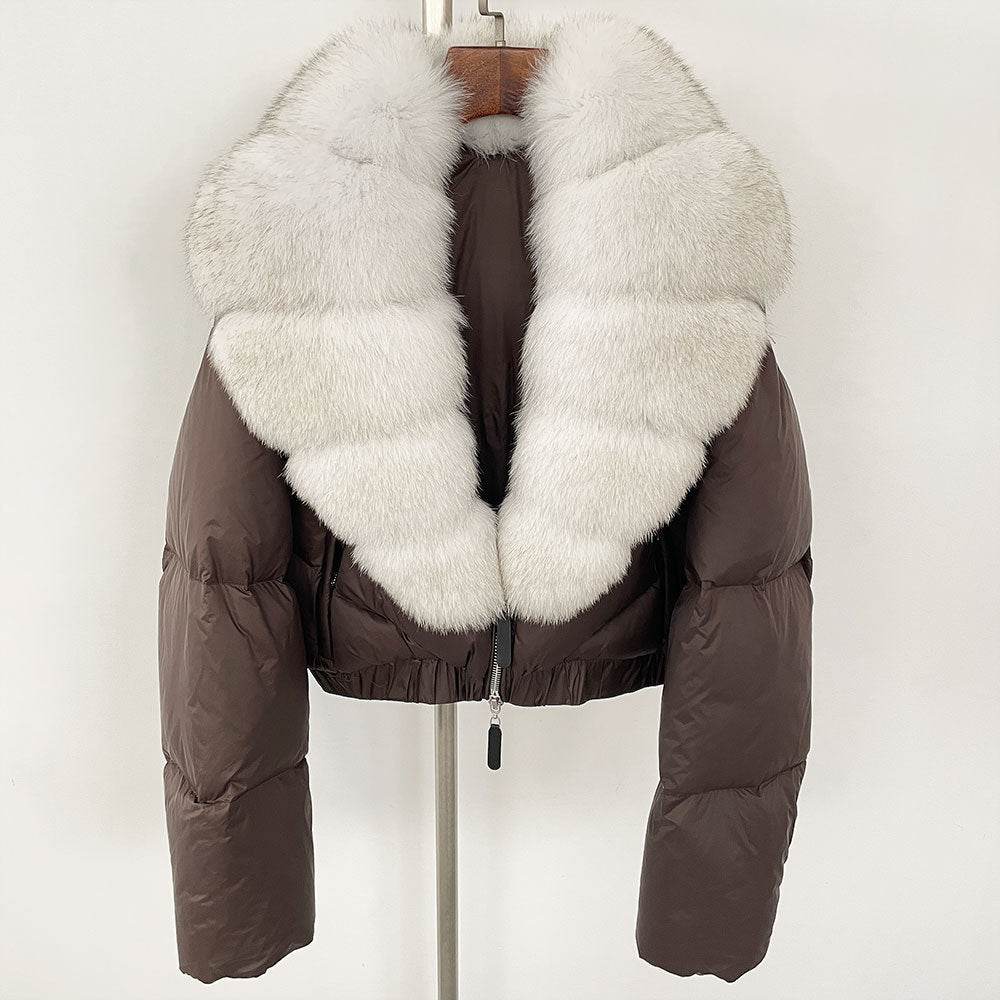 Luxurious Fox Fur Collar Down Jacket - Thick Stylish Coat for Women - Buy Center