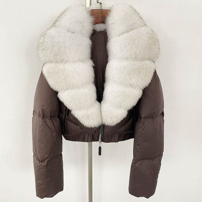 Luxurious Fox Fur Collar Down Jacket - Thick Stylish Coat for Women - Buy Center