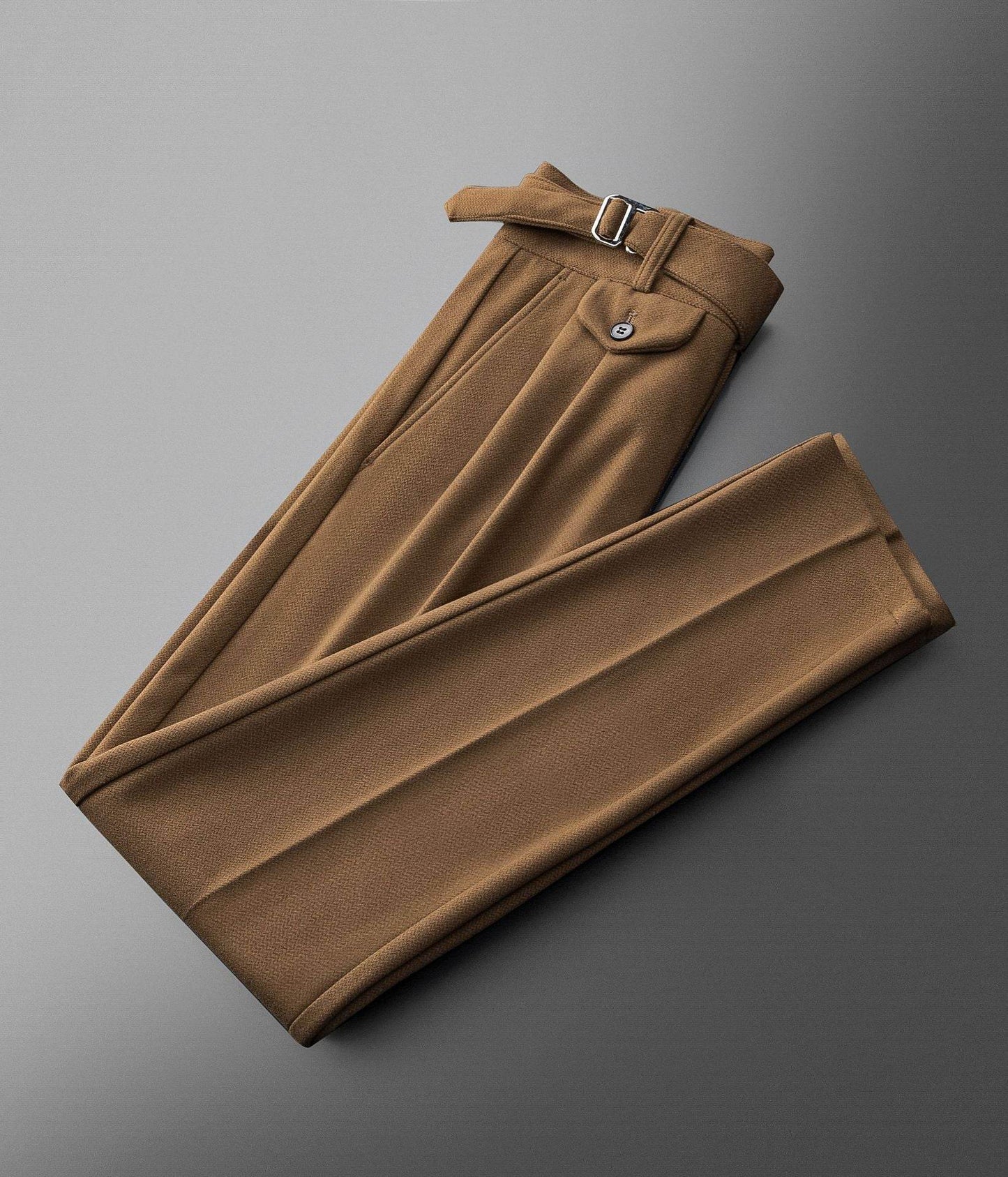 Buycenter Men's High Waist Retro Trousers - Casual Pants in Camel & Black - Buy Center