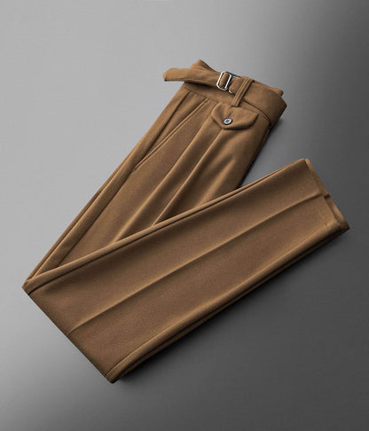 Buycenter Men's High Waist Retro Trousers - Casual Pants in Camel & Black - Buy Center