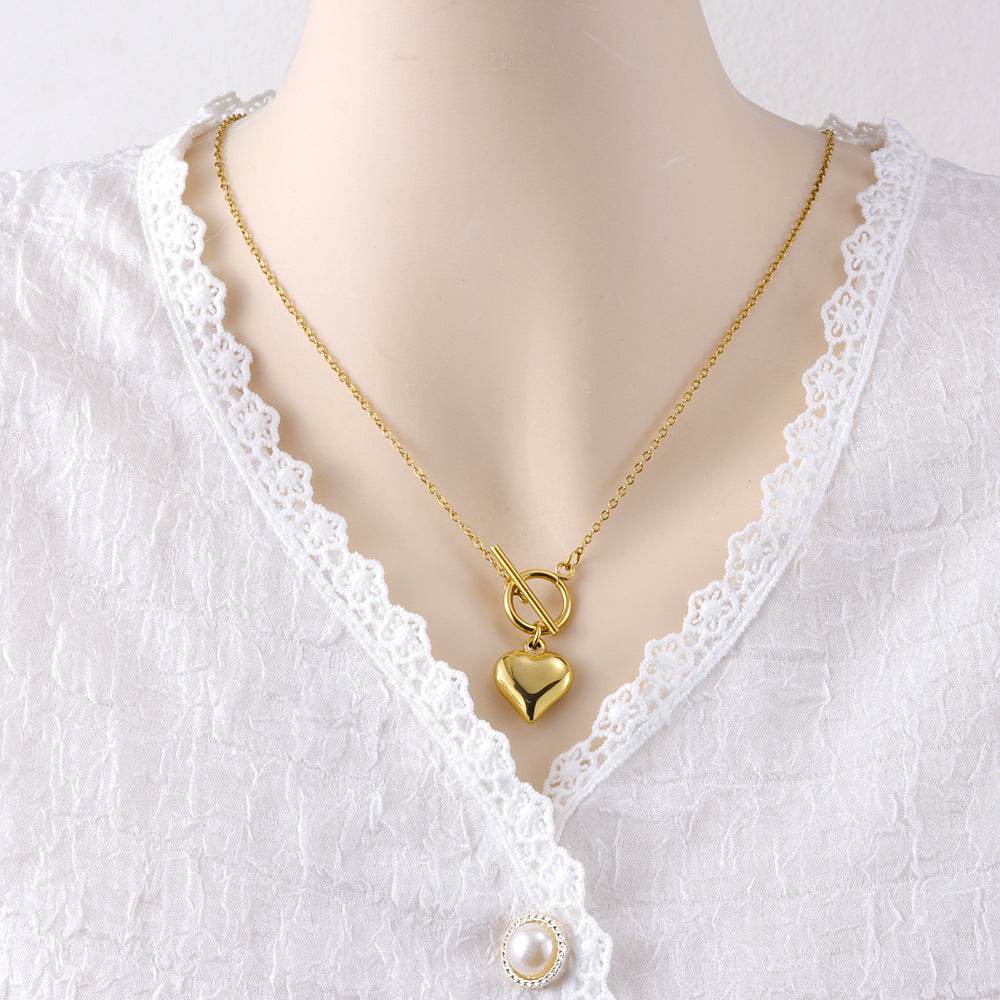 Buy Center Stainless Steel Heart Necklace - Unisex Cross Chain Pendant - Buy Center