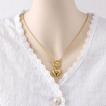 Buy Center Stainless Steel Heart Necklace - Unisex Cross Chain Pendant - Buy Center