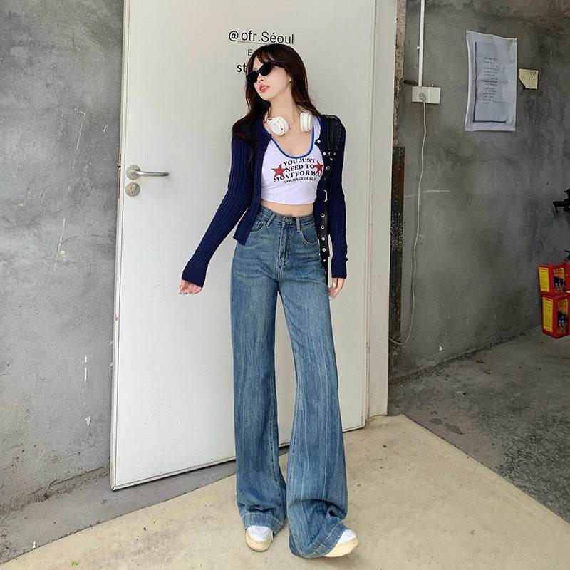 Women's High Waist Bell-Bottom Jeans - Trendy Loose Fit for Every Occasion - Buy Center