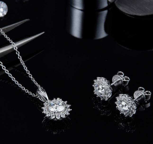 925 Silver Three Piece Jewelry Set - Necklace, Earrings & Bracelet - Buy Center