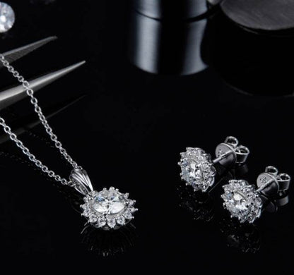 925 Silver Three Piece Jewelry Set - Necklace, Earrings & Bracelet - Buy Center