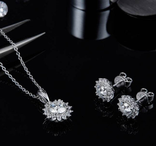 925 Silver Three Piece Jewelry Set - Necklace, Earrings & Bracelet - Buy Center