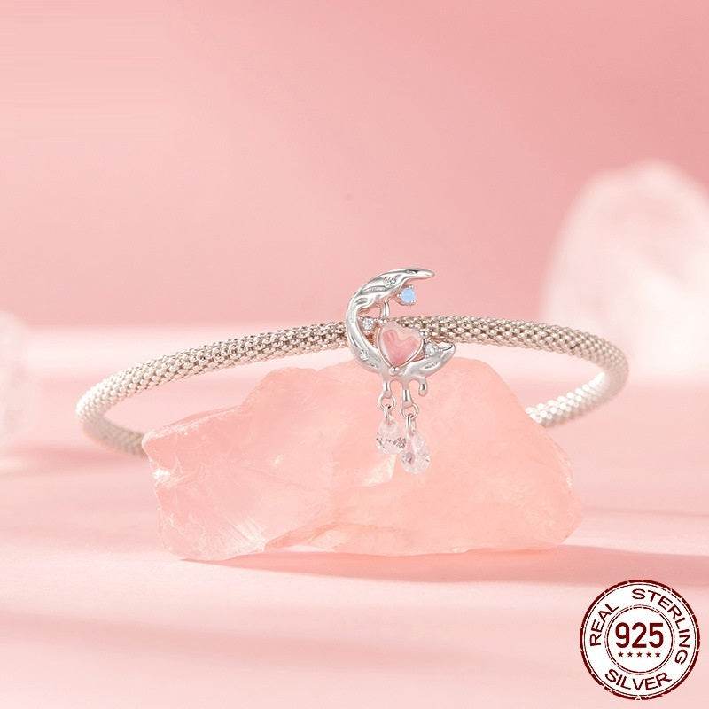 Moonlight Beaded DIY Bracelet - 925 Silver Moon Pendant Accessory - Buy Center