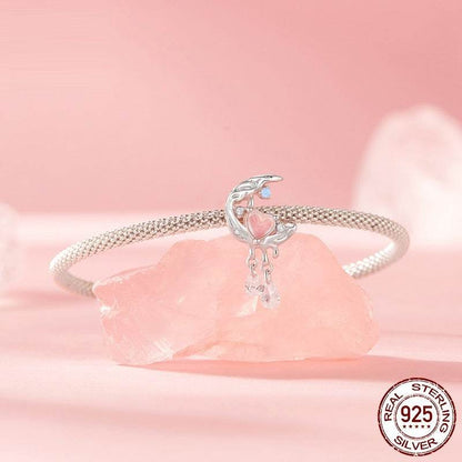 Moonlight Beaded DIY Bracelet - 925 Silver Moon Pendant Accessory - Buy Center