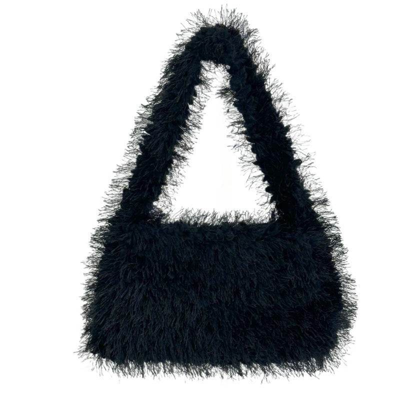 Versatile Candy Colored Handheld Tassel Bag - Fresh Plush Clutch - Buy Center